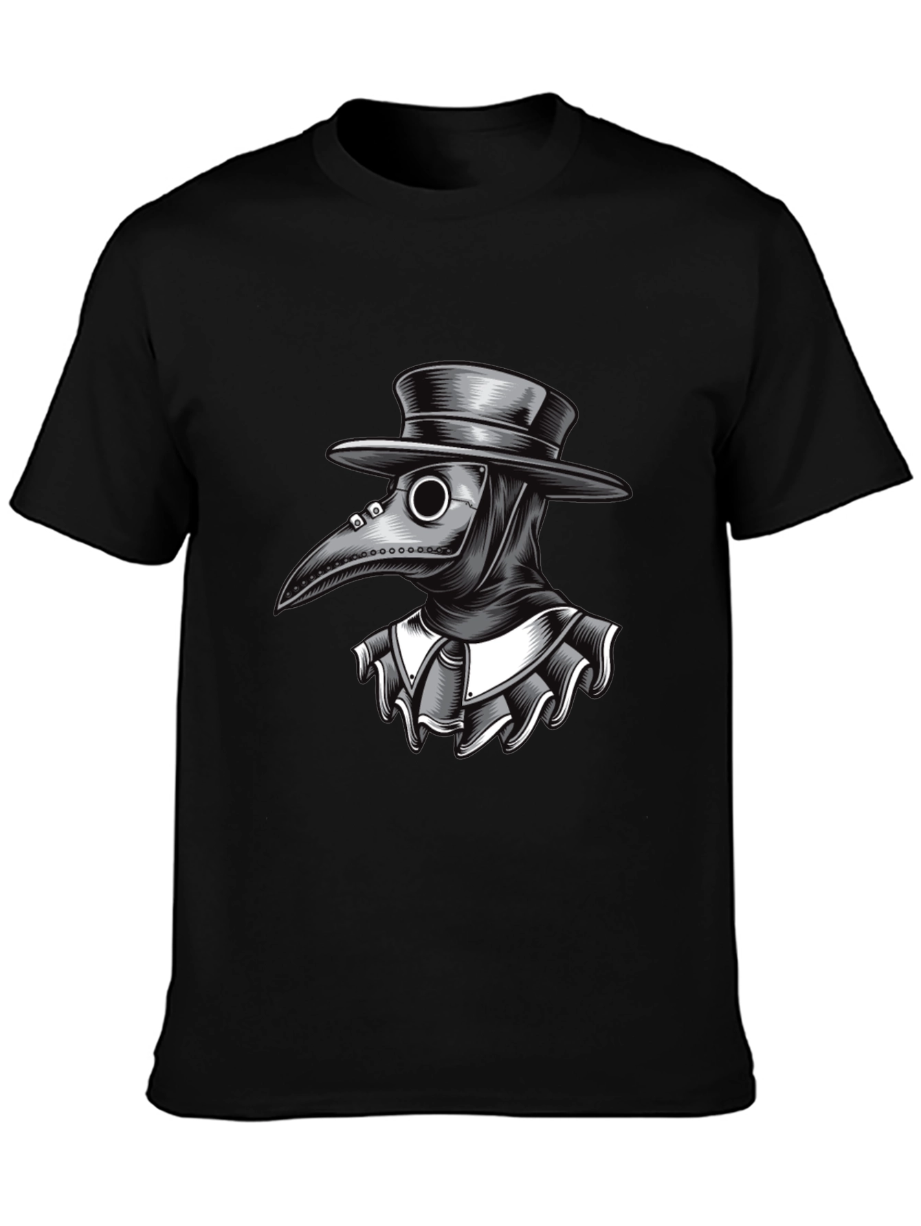 Plague Doctor Graphic Tee - Black Cotton T-Shirt