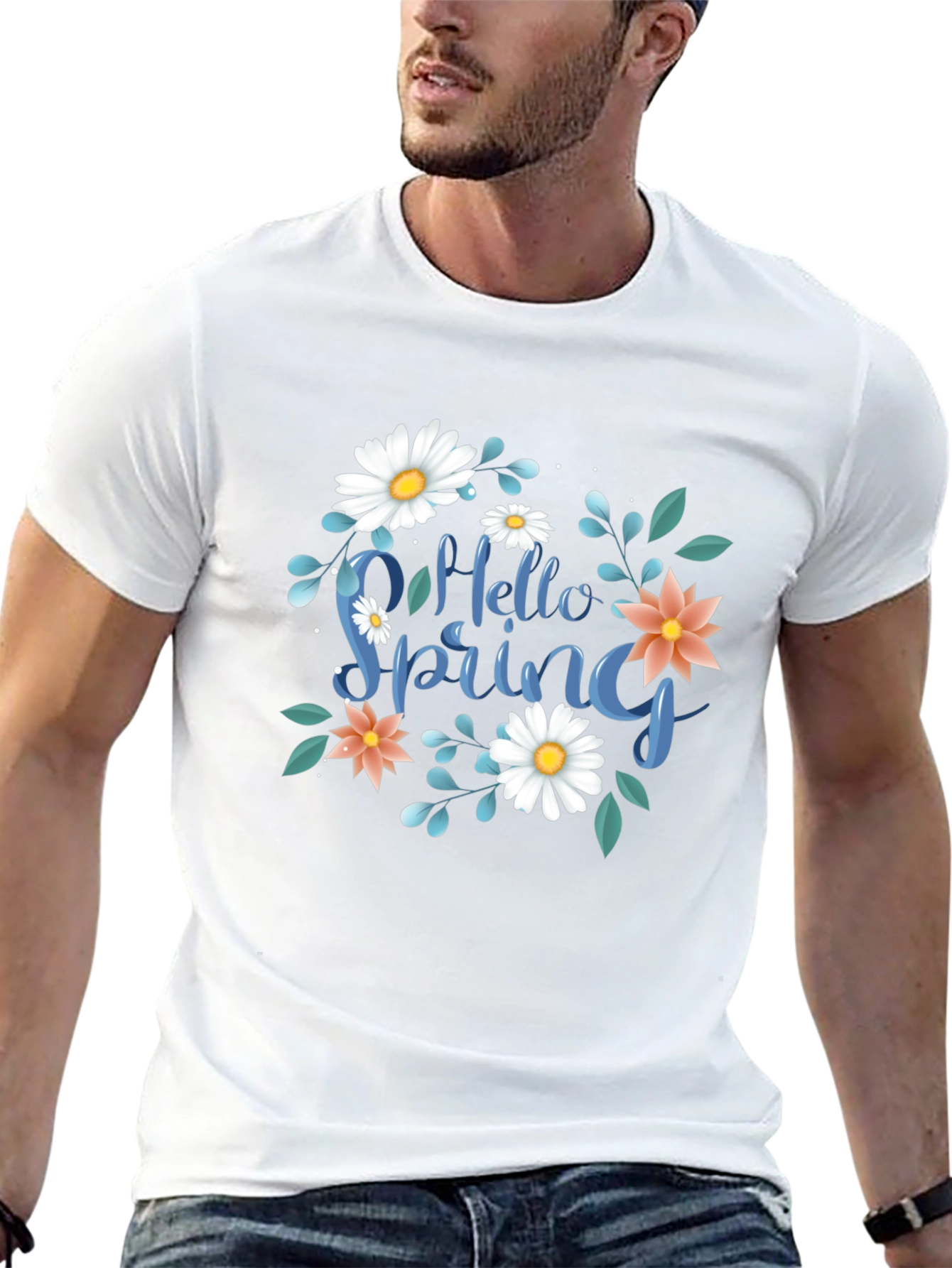 Hello Spring Graphic Tee - Black Casual T-Shirt