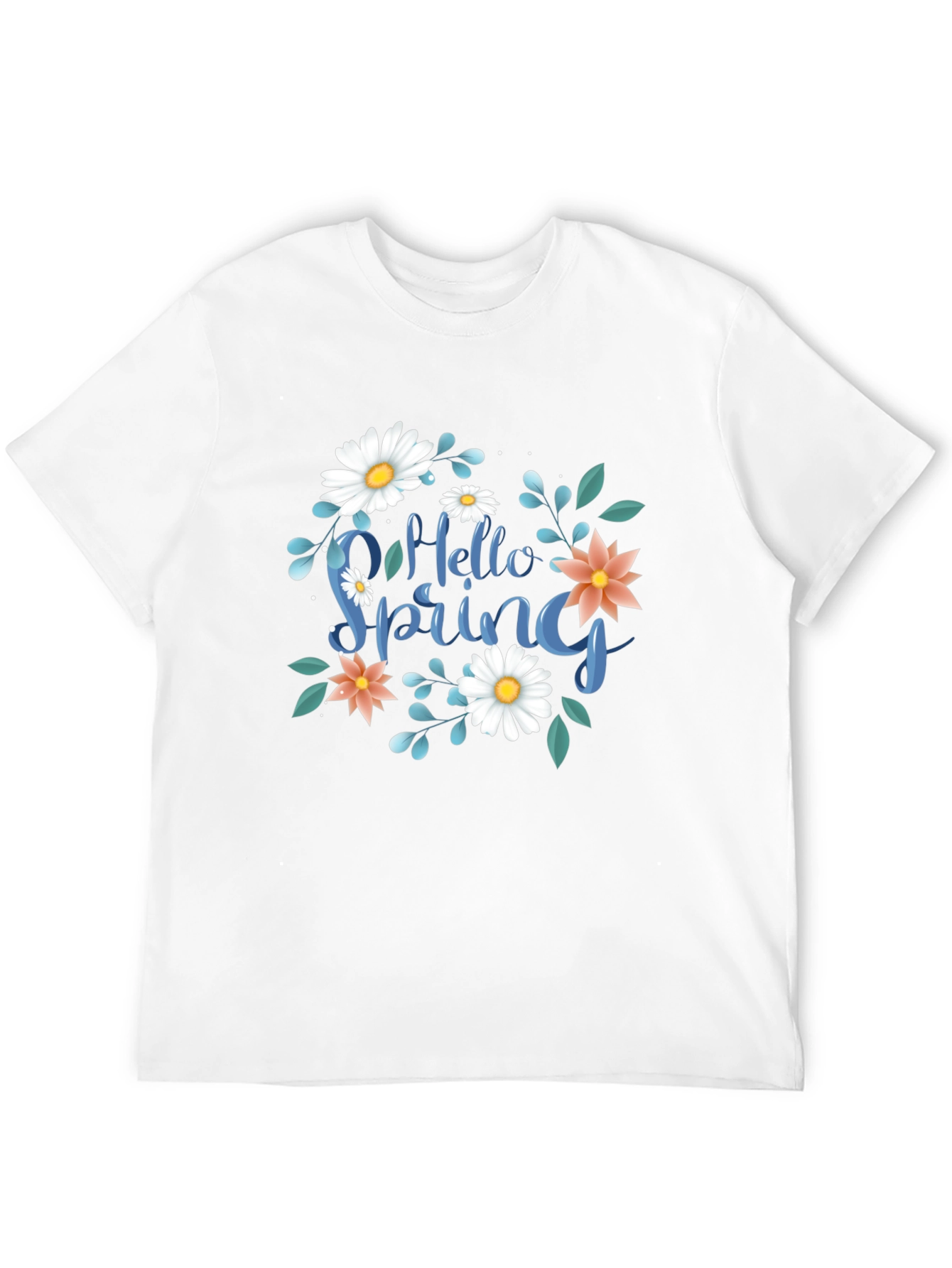 Hello Spring Graphic Tee - Black Casual T-Shirt