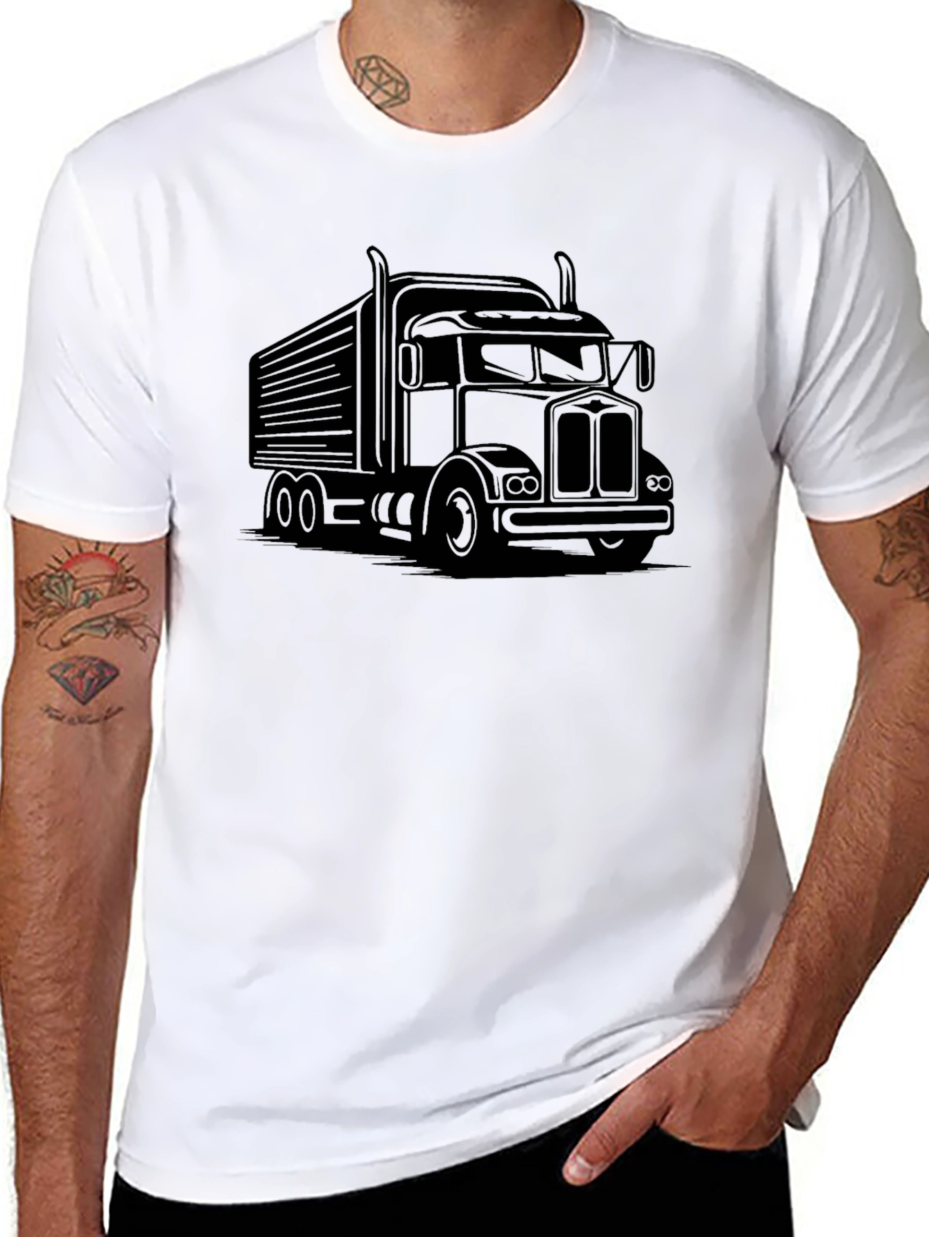 Truck Graphic Black T-Shirt for Men