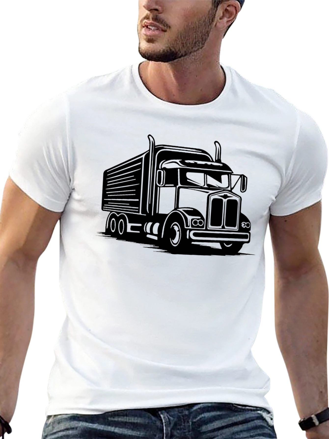 Truck Graphic Black T-Shirt for Men