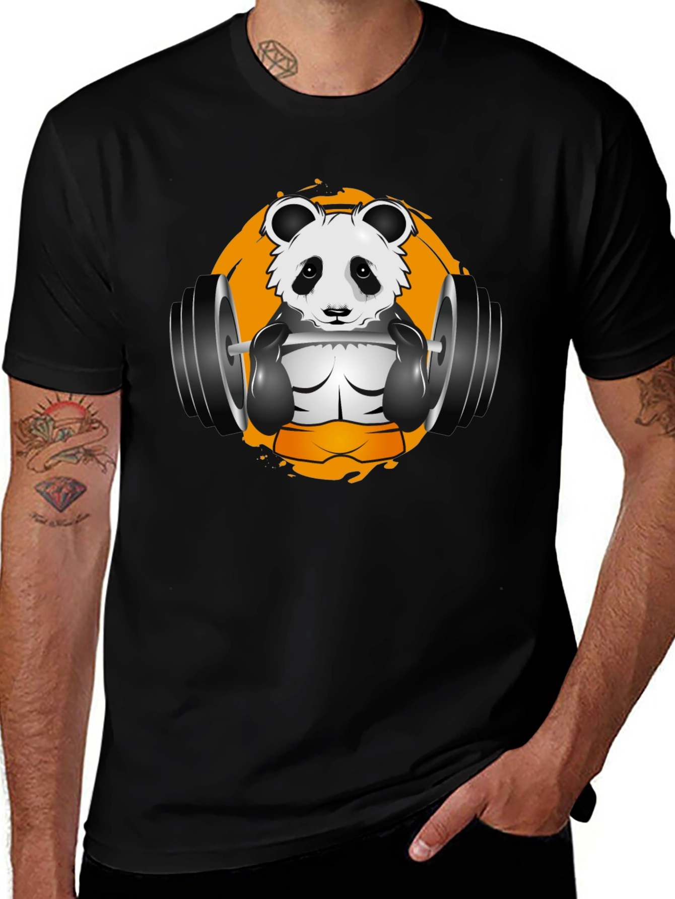 Panda Gym T-Shirt - Black Graphic Tee