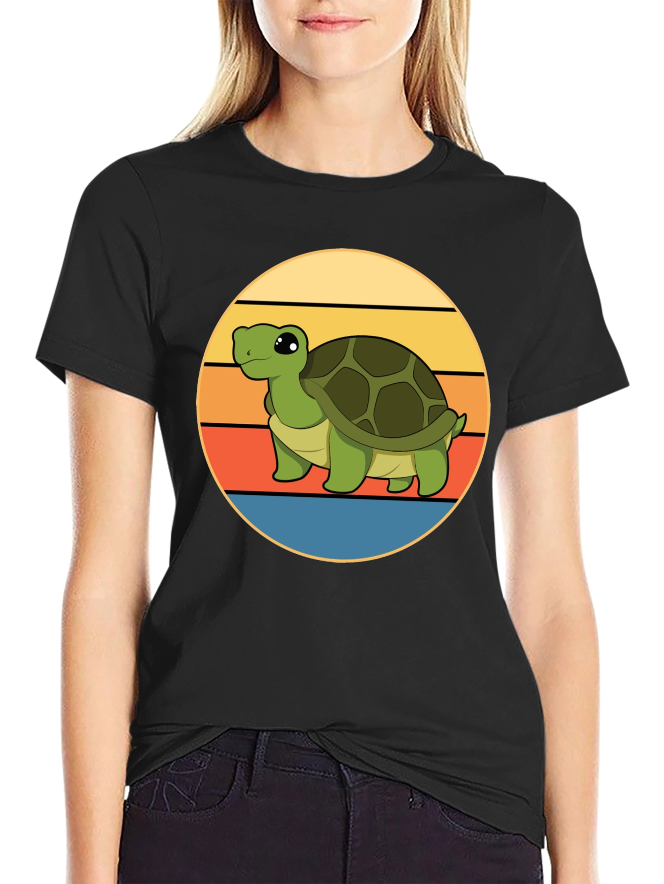 Cute Turtle Sunset Graphic T-Shirt
