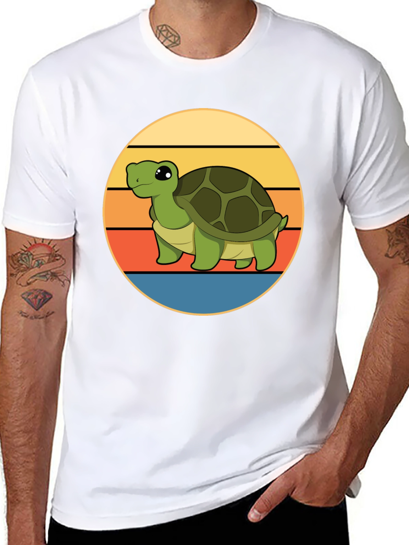 Cute Turtle Sunset Graphic T-Shirt