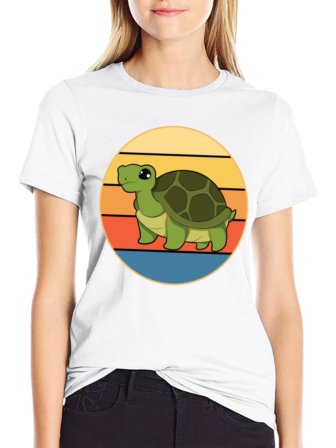Cute Turtle Sunset Graphic T-Shirt