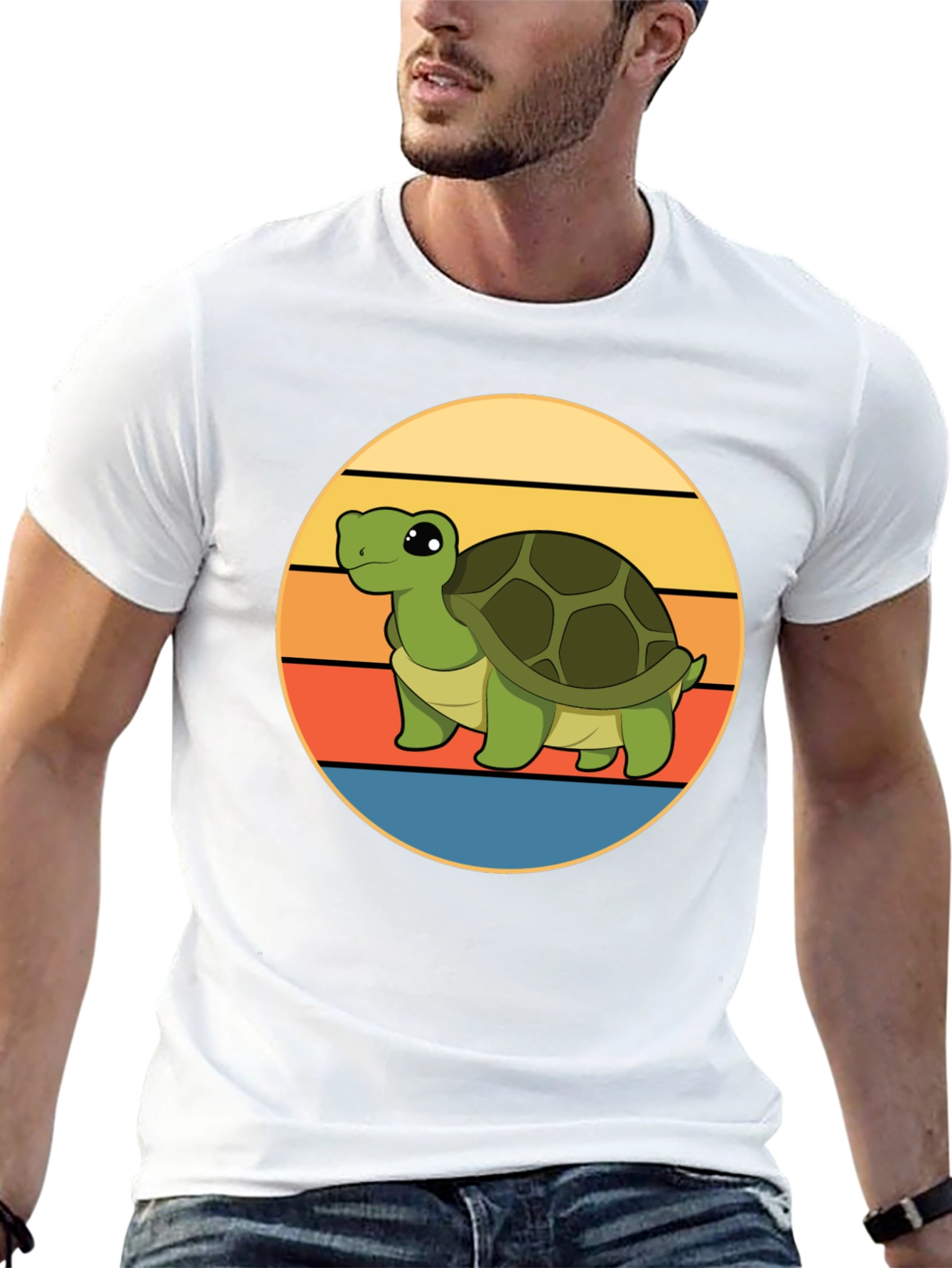 Cute Turtle Sunset Graphic T-Shirt