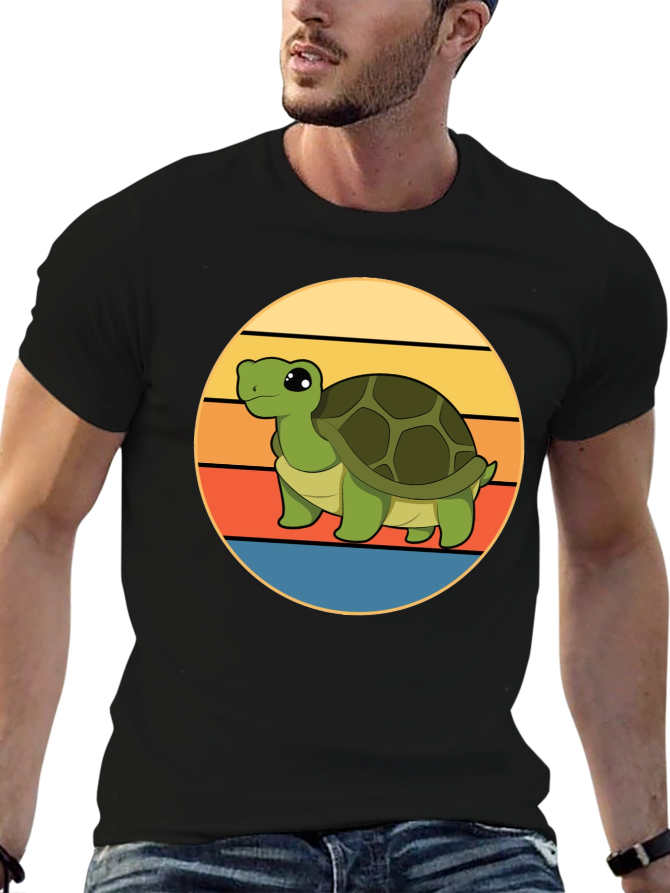 Cute Turtle Sunset Graphic T-Shirt