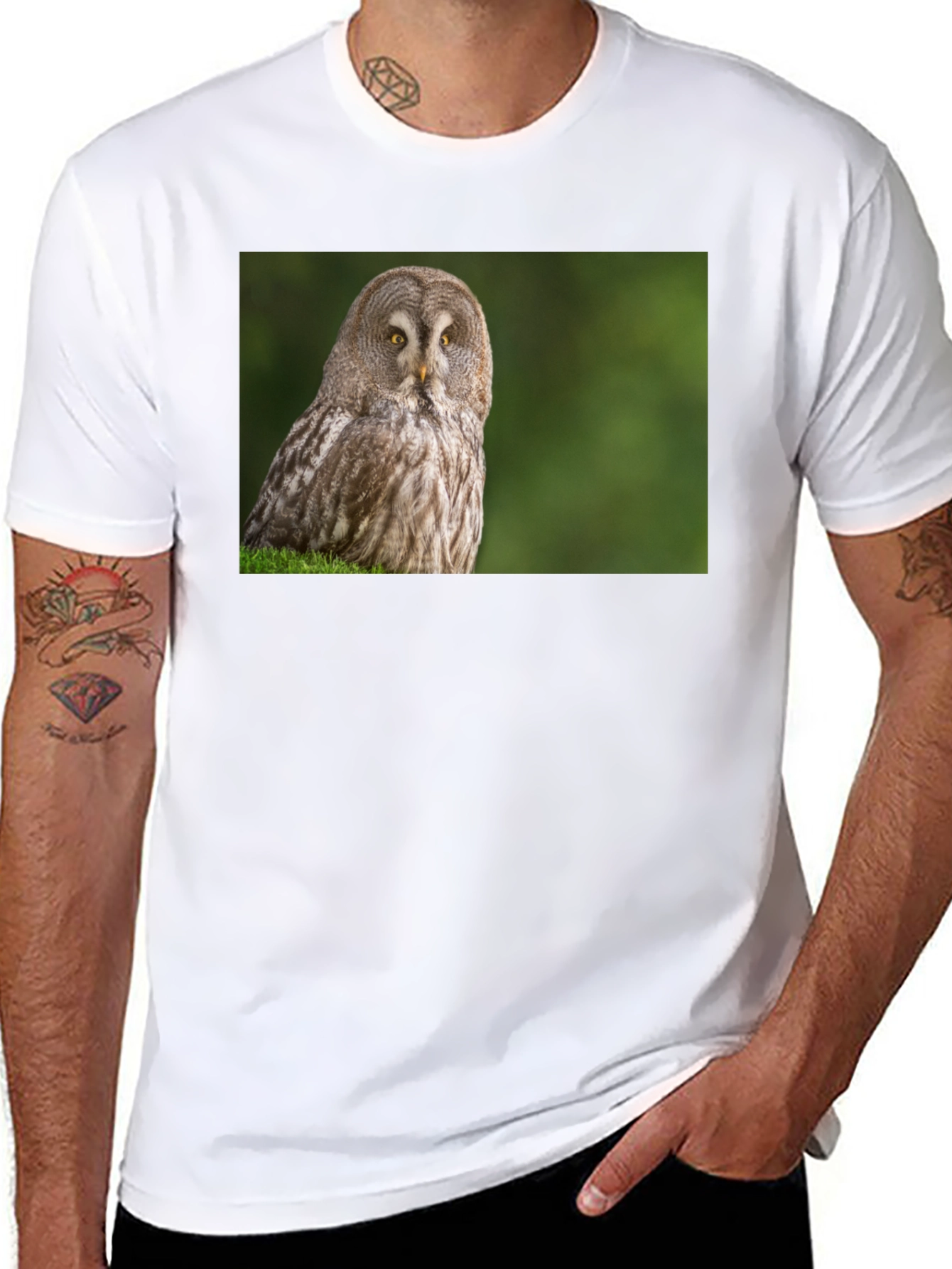 Owl Print Black T-Shirt