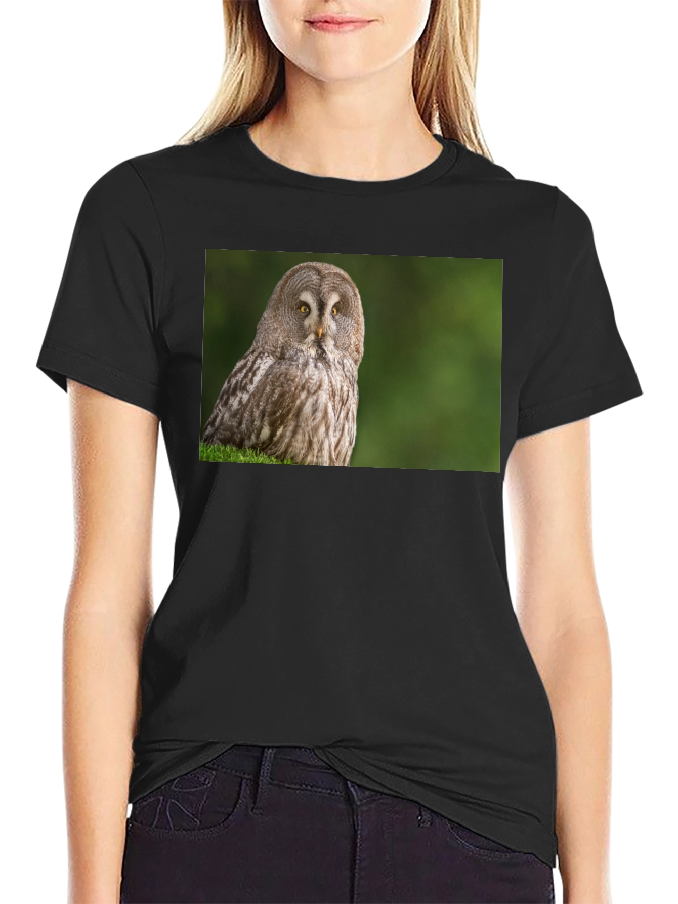 Owl Print Black T-Shirt