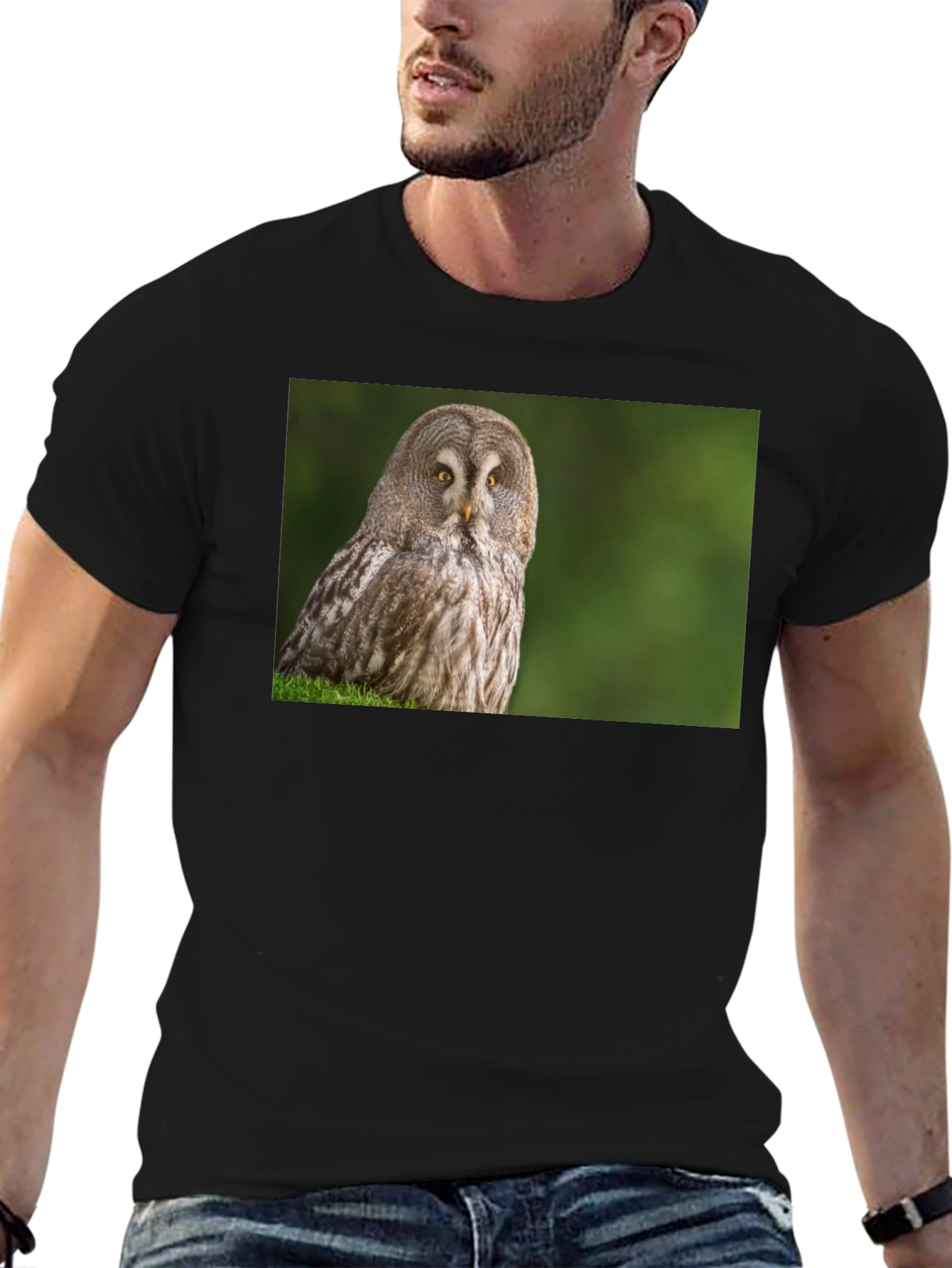 Owl Print Black T-Shirt