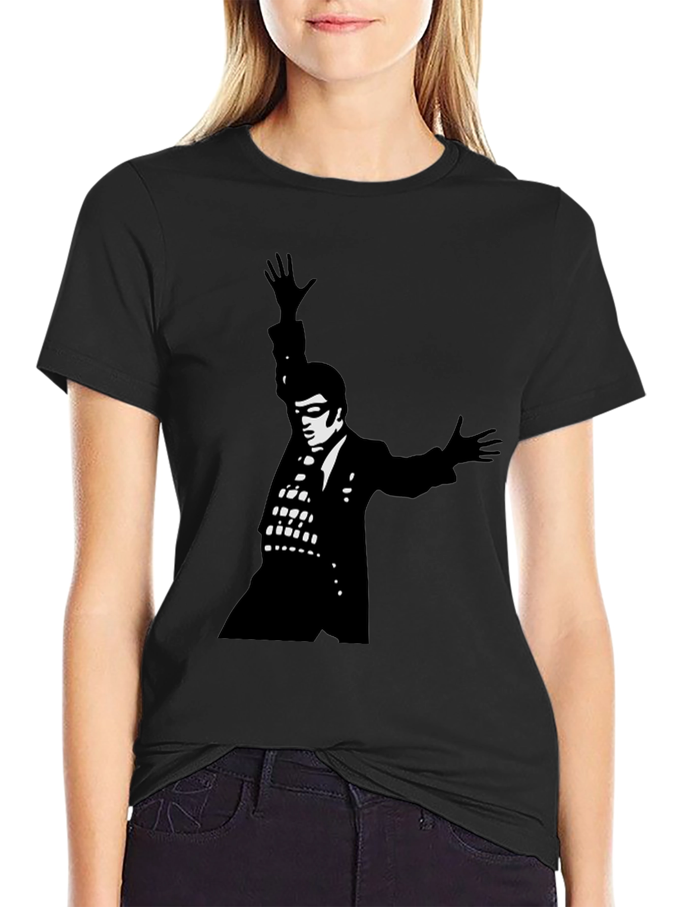 Black T-Shirt with Elvis Silhouette Graphic