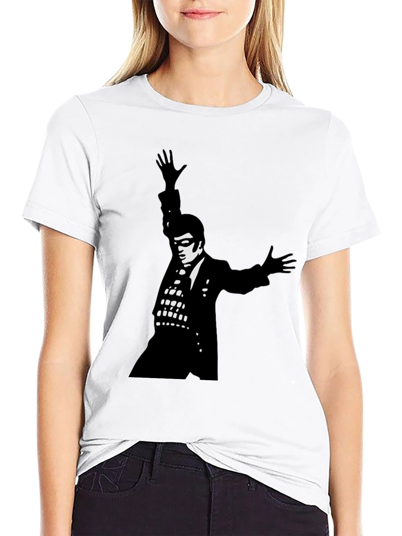 Black T-Shirt with Elvis Silhouette Graphic