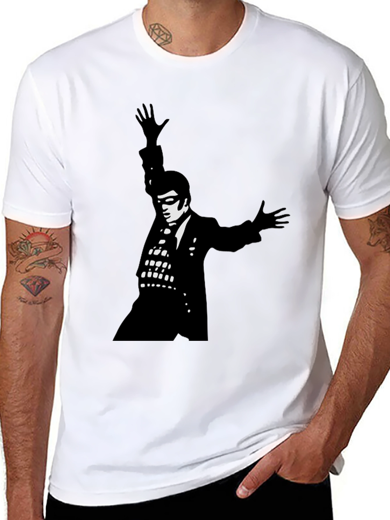 Black T-Shirt with Elvis Silhouette Graphic