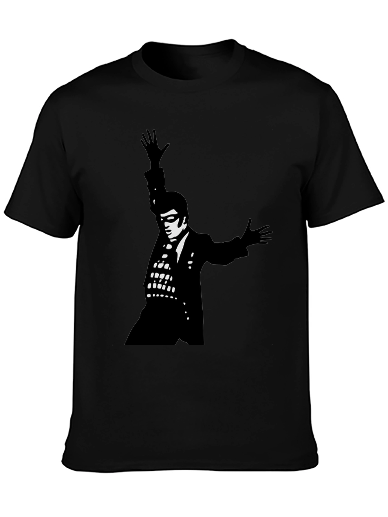 Black T-Shirt with Elvis Silhouette Graphic