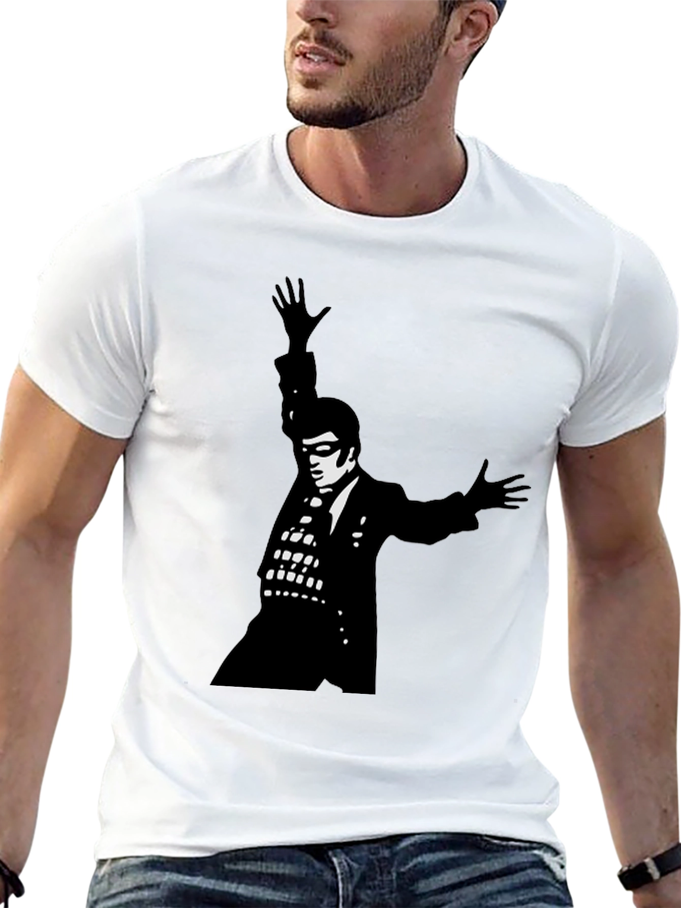 Black T-Shirt with Elvis Silhouette Graphic