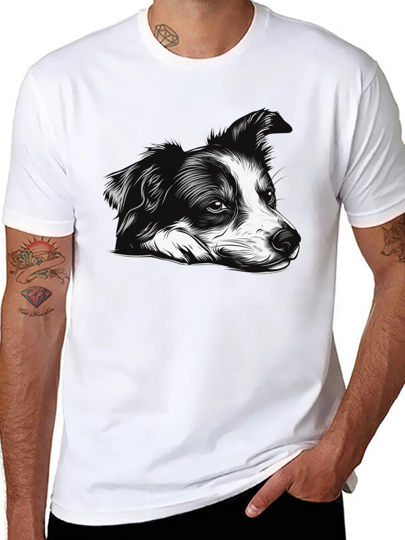 Dog Graphic Print Black Tee