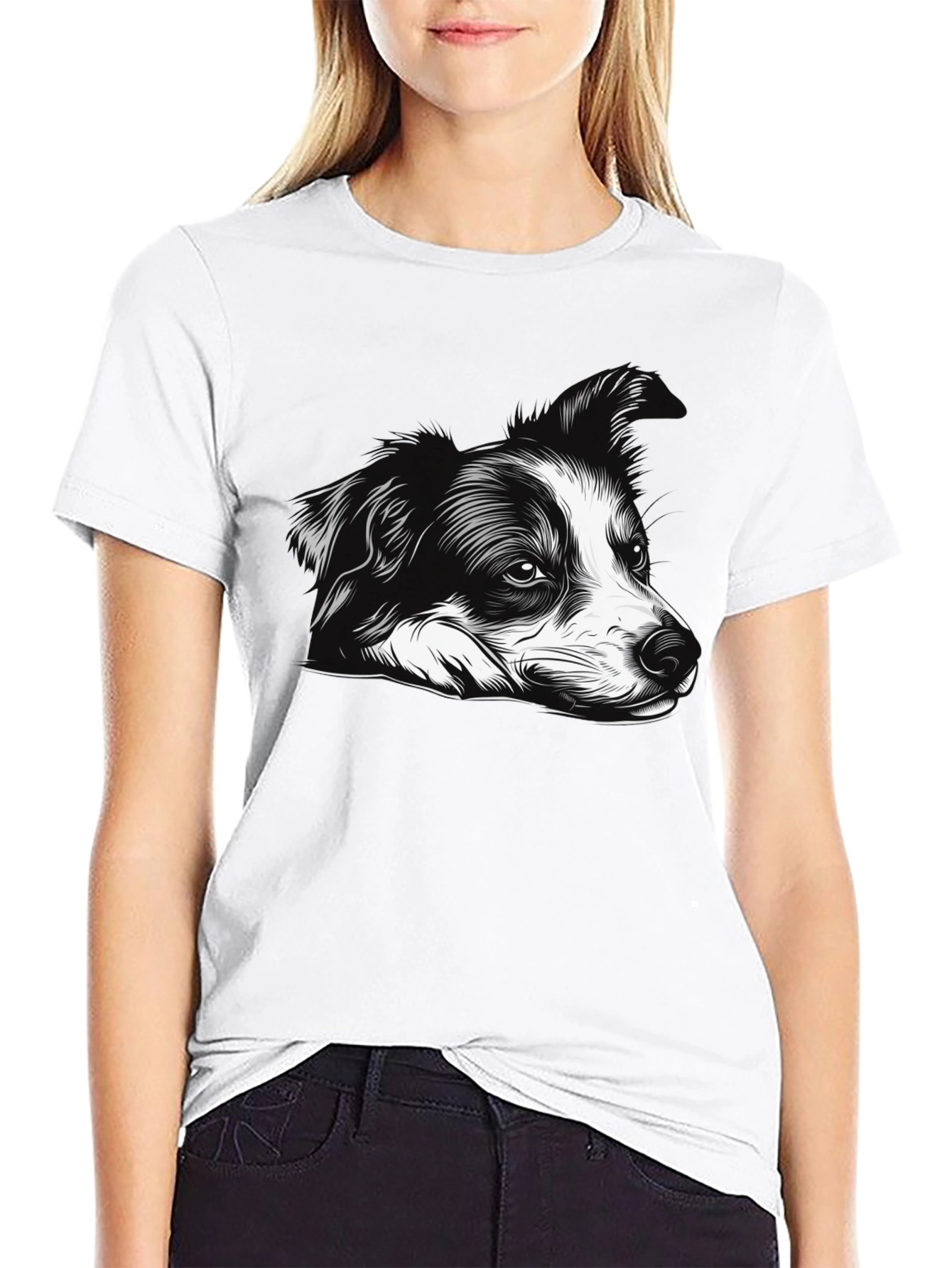 Dog Graphic Print Black Tee