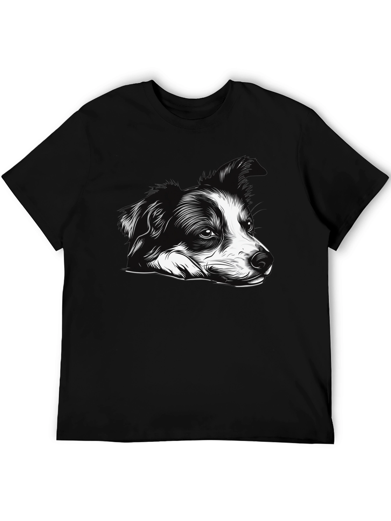 Dog Graphic Print Black Tee