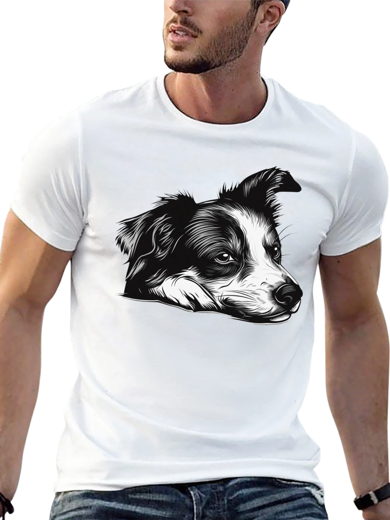 Dog Graphic Print Black Tee