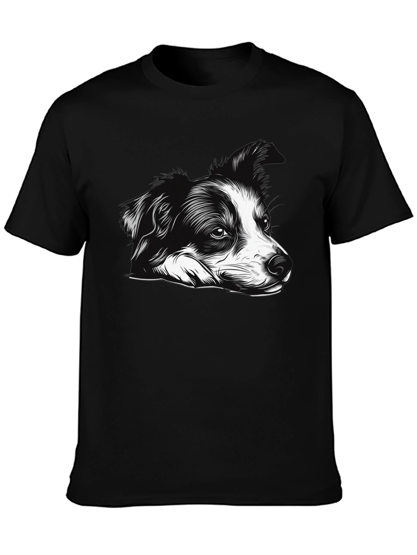Dog Graphic Print Black Tee