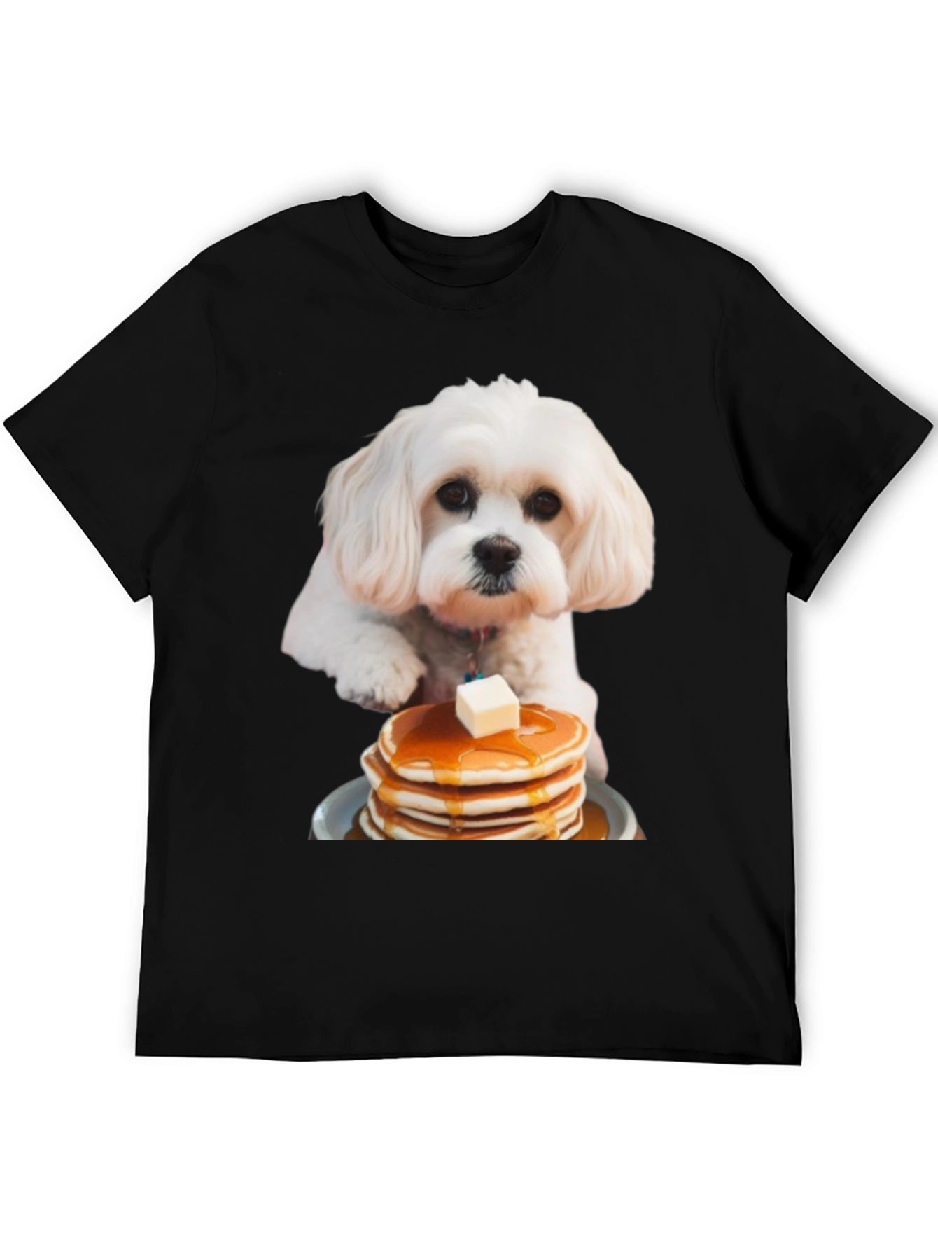 Dog Eating Pancakes T-Shirt – Cute Funny Dog Graphic Tee