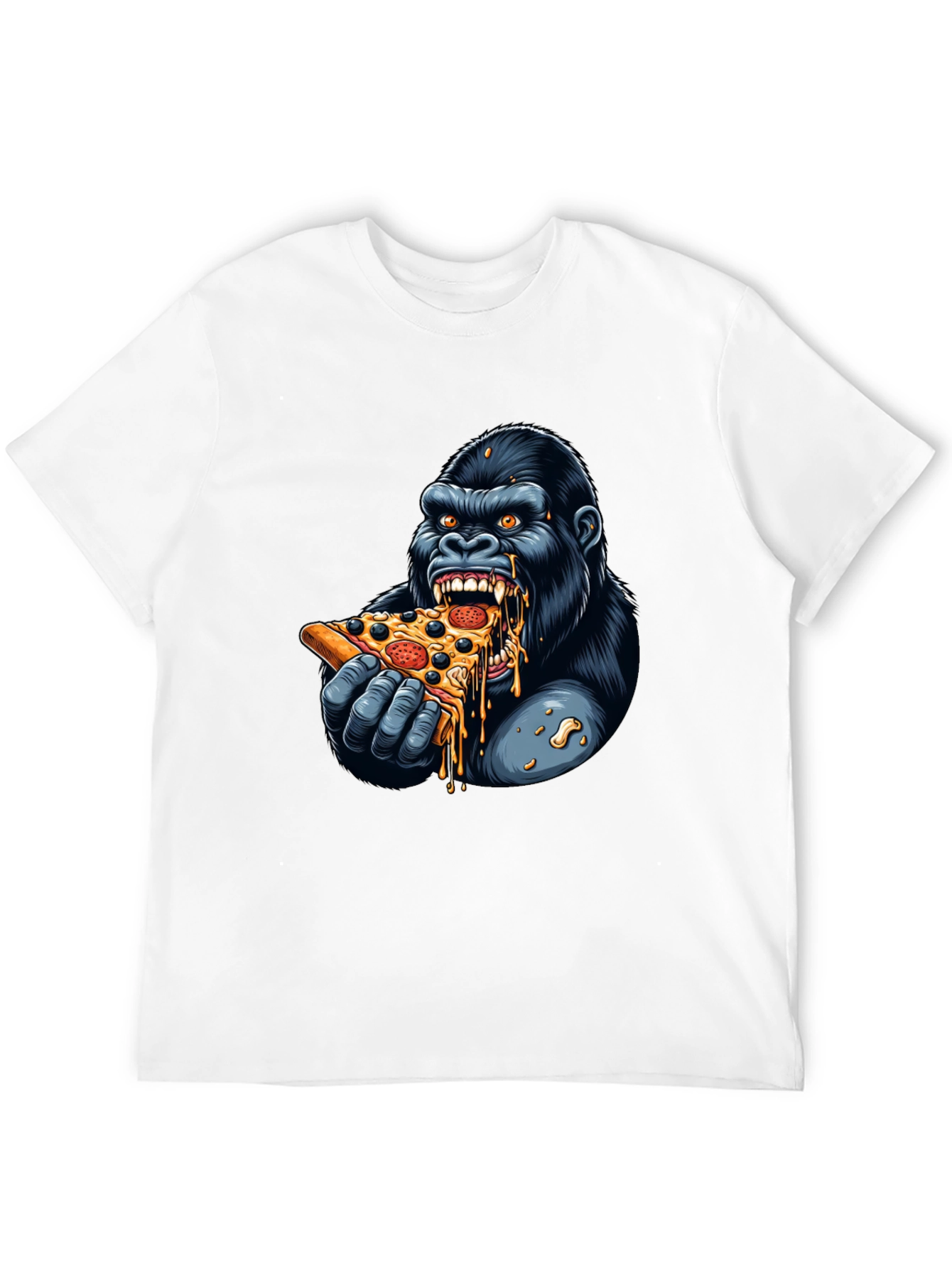 Gorilla Eating Pizza Graphic T-Shirt