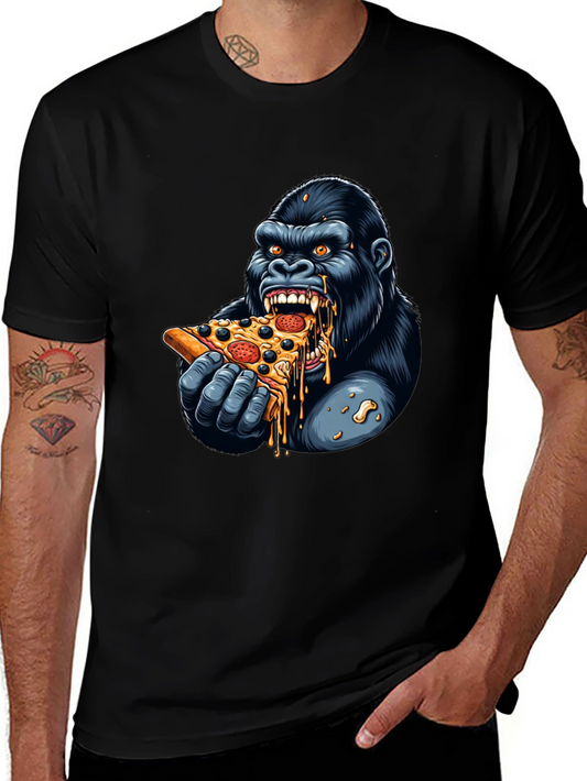 Gorilla Eating Pizza Graphic T-Shirt