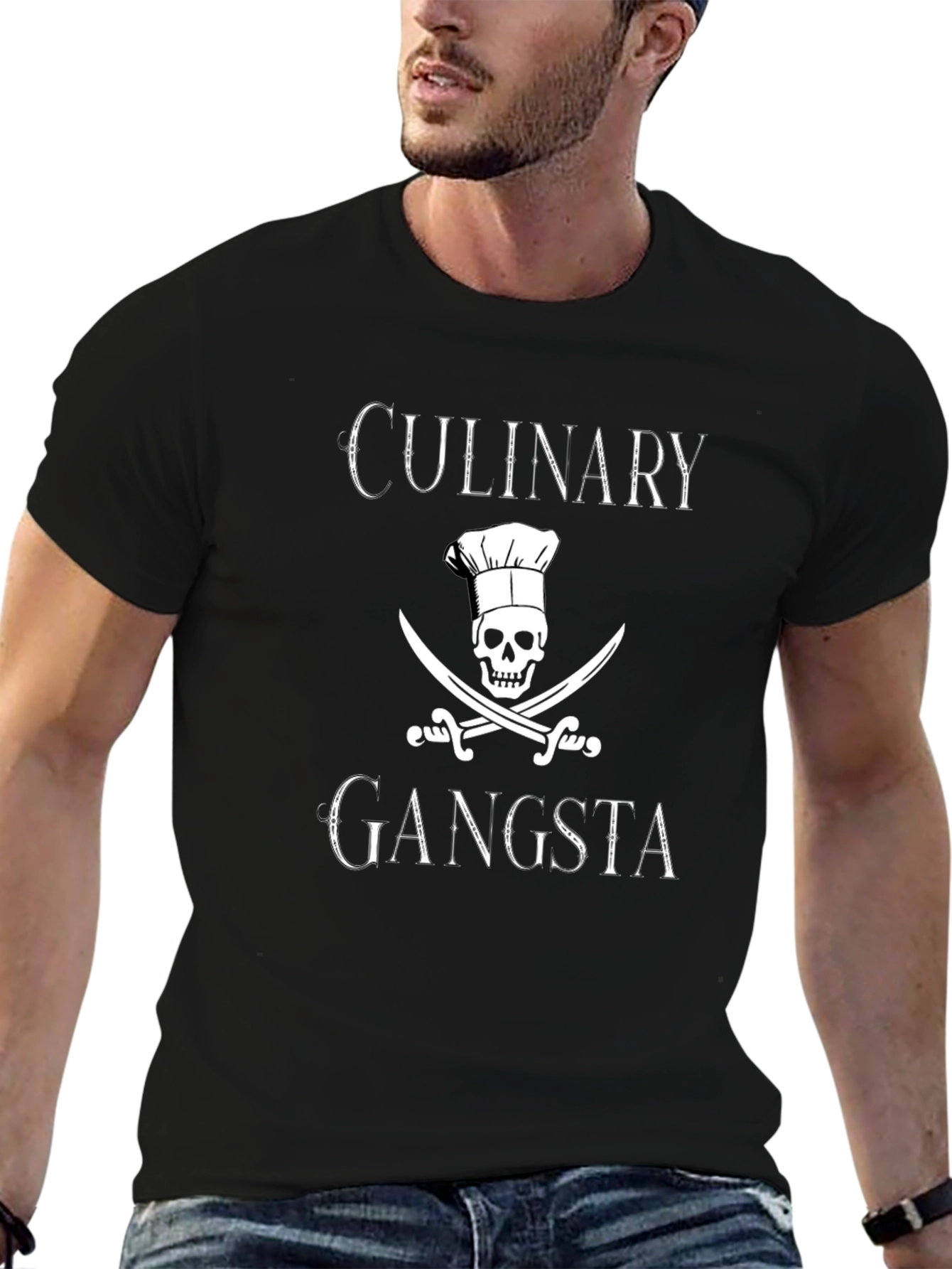 Culinary Gangsta T-Shirt: Chef Skull & Swords