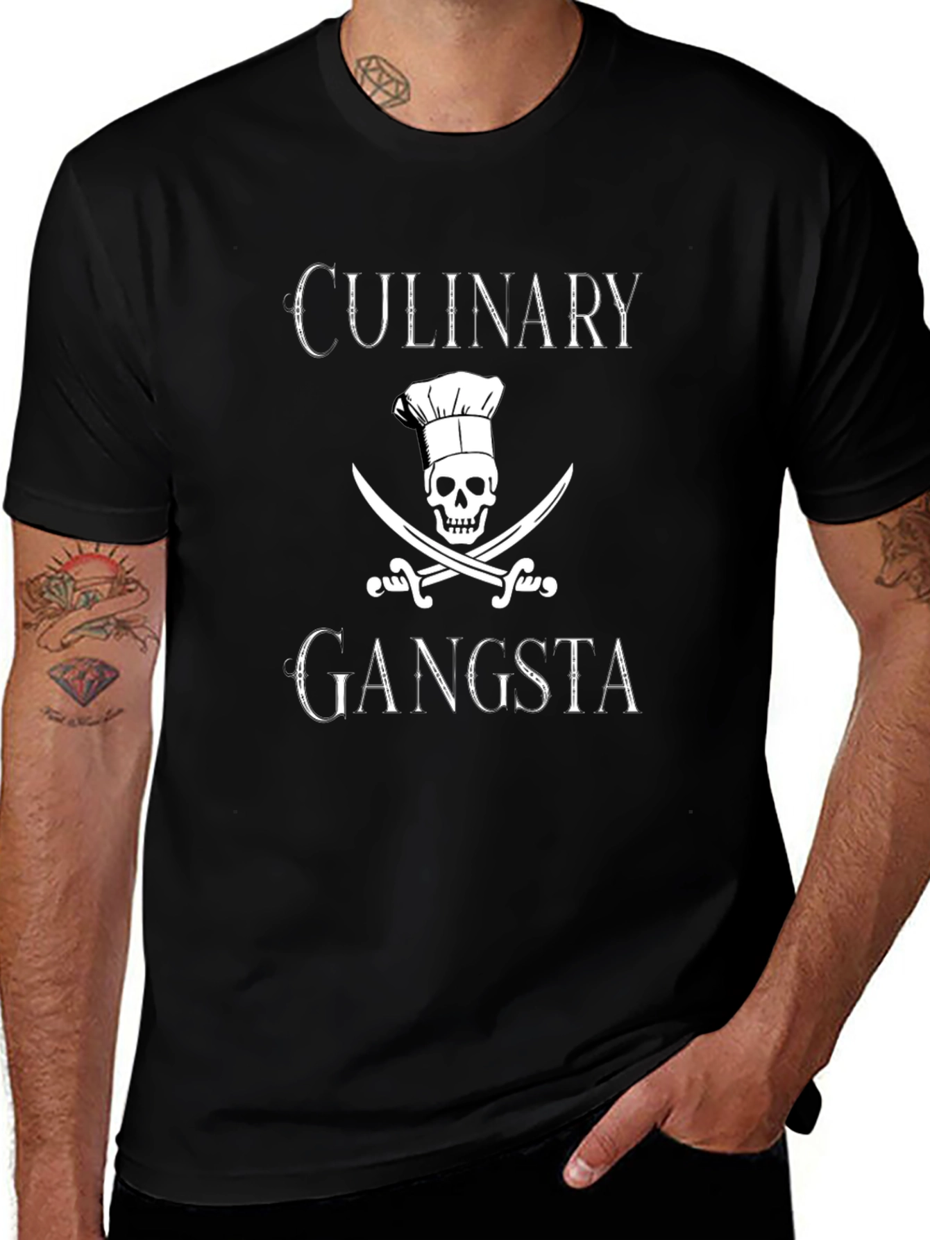 Culinary Gangsta T-Shirt: Chef Skull & Swords