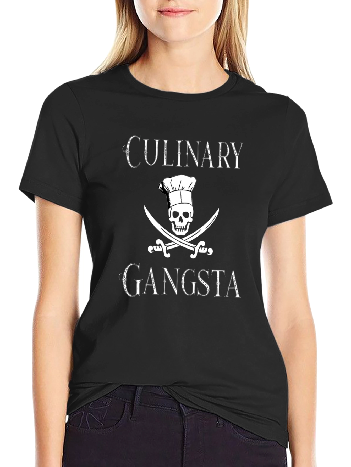Culinary Gangsta T-Shirt: Chef Skull & Swords