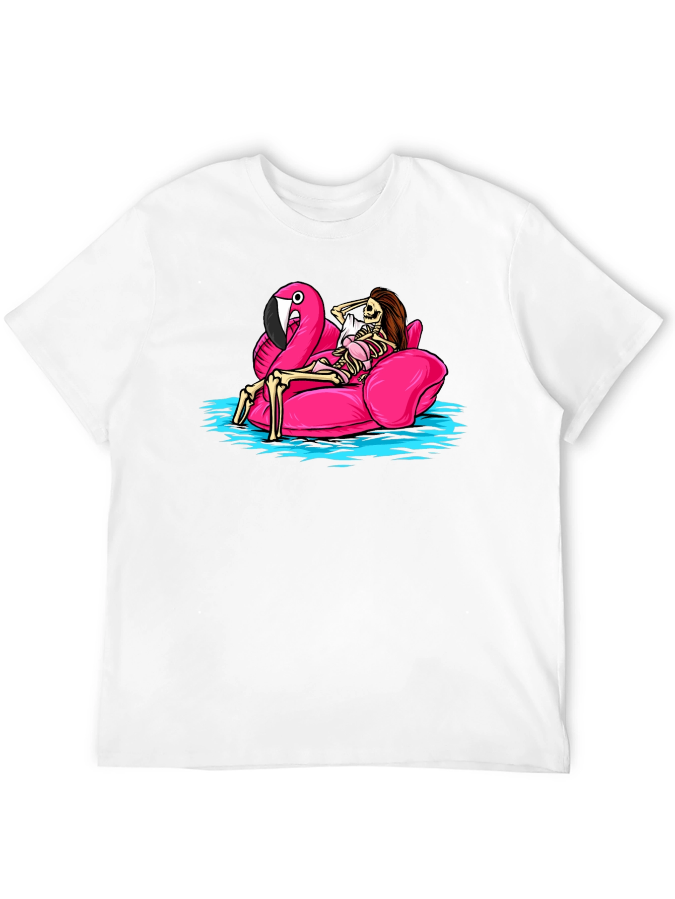 Skeleton Flamingo Pool Float T-Shirt