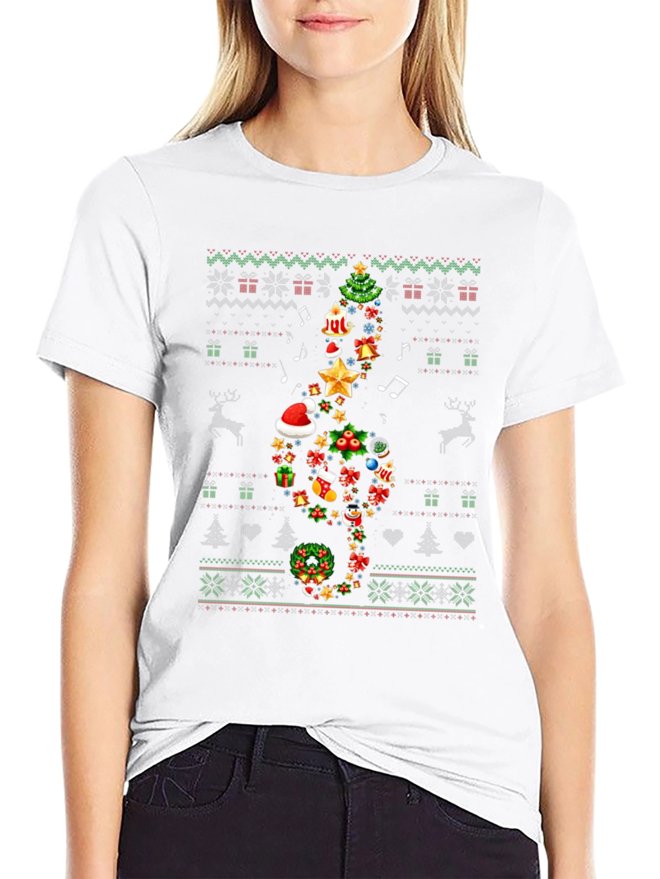 Festive Christmas Music Note T-Shirt