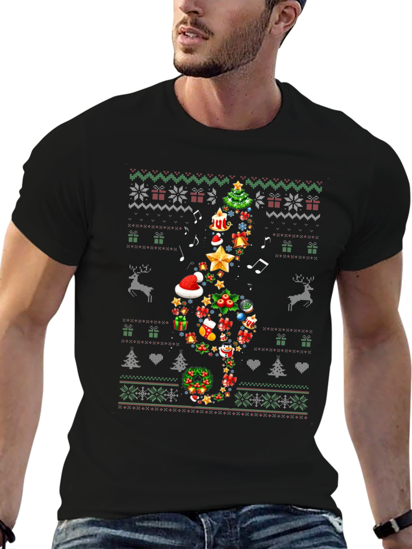 Festive Christmas Music Note T-Shirt