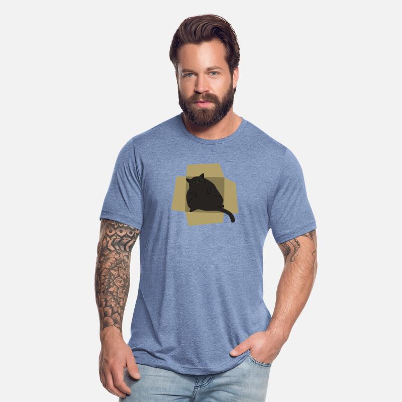 Fatty black cat with green eyes laying in a box