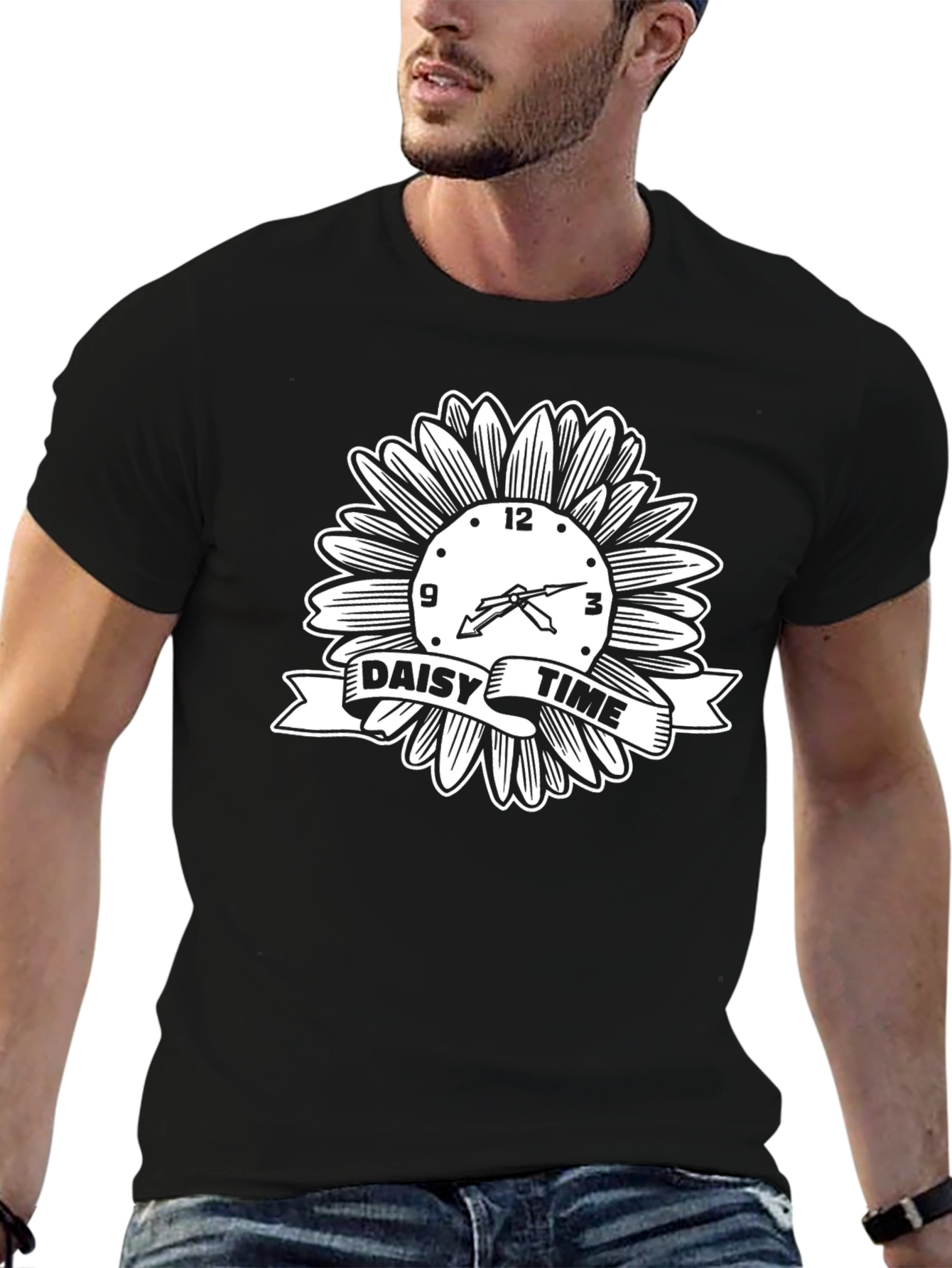 Daisy Time Graphic Tee - Unique Clock Design