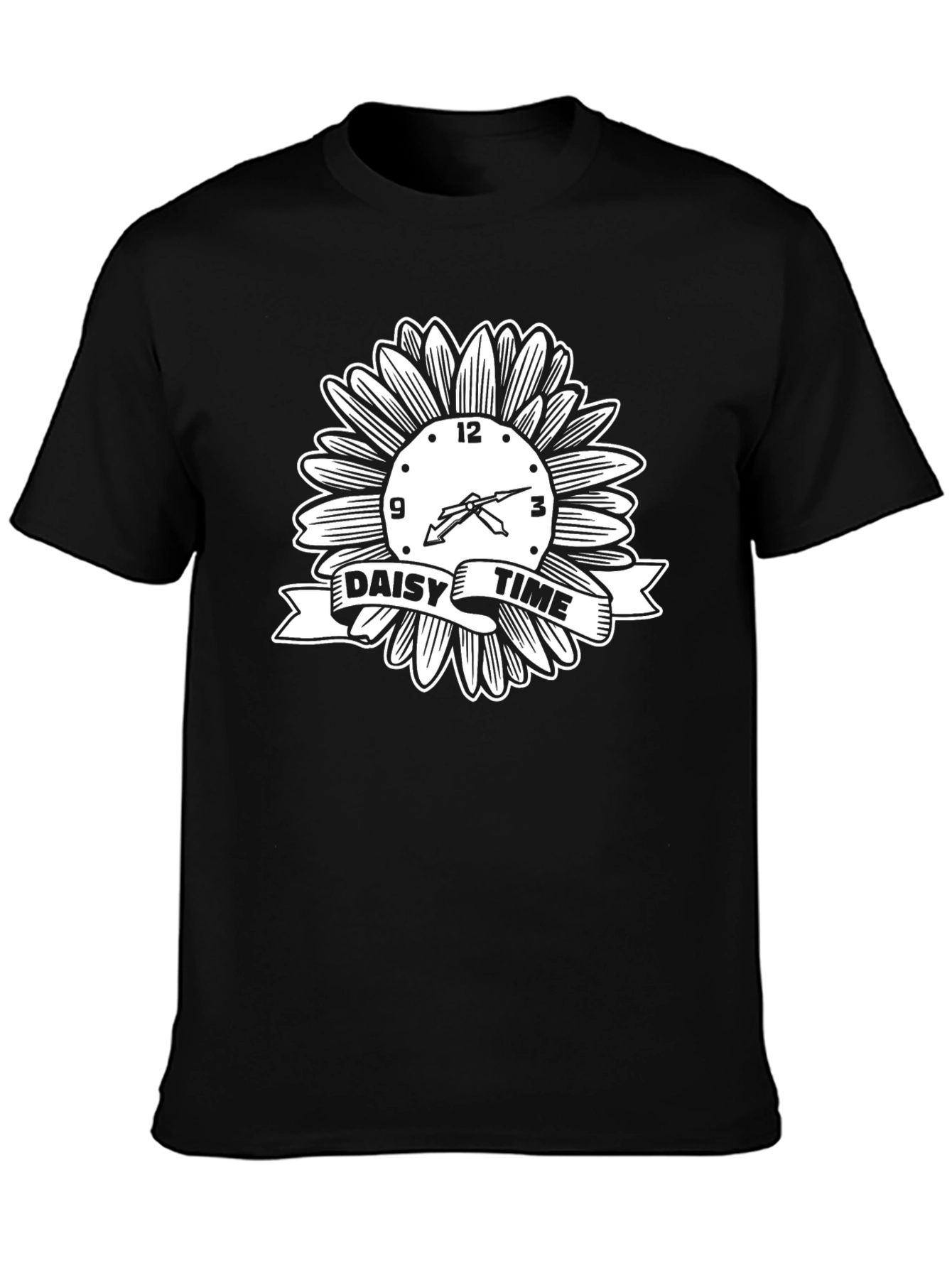 Daisy Time Graphic Tee - Unique Clock Design