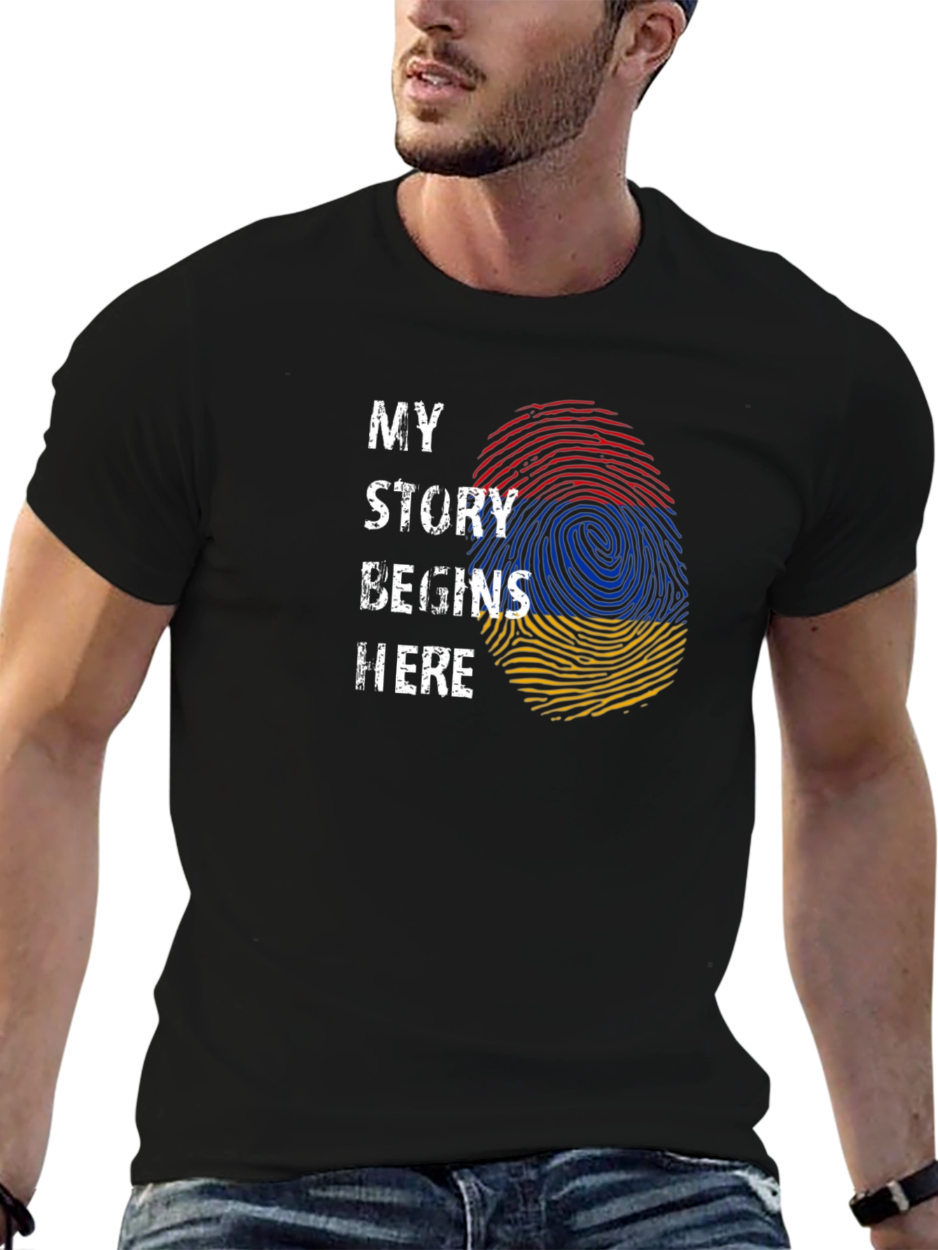 Armenia Flag Fingerprint My Story Begins Here T-Shirt