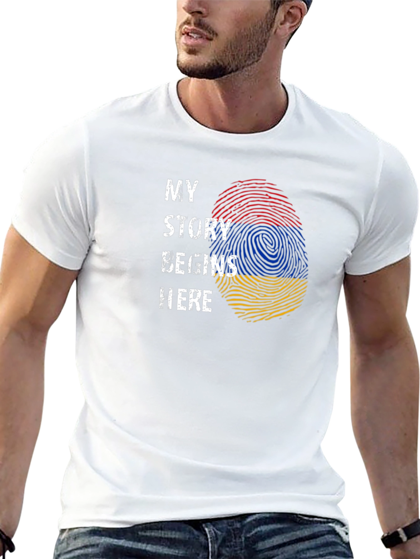 Armenia Flag Fingerprint My Story Begins Here T-Shirt
