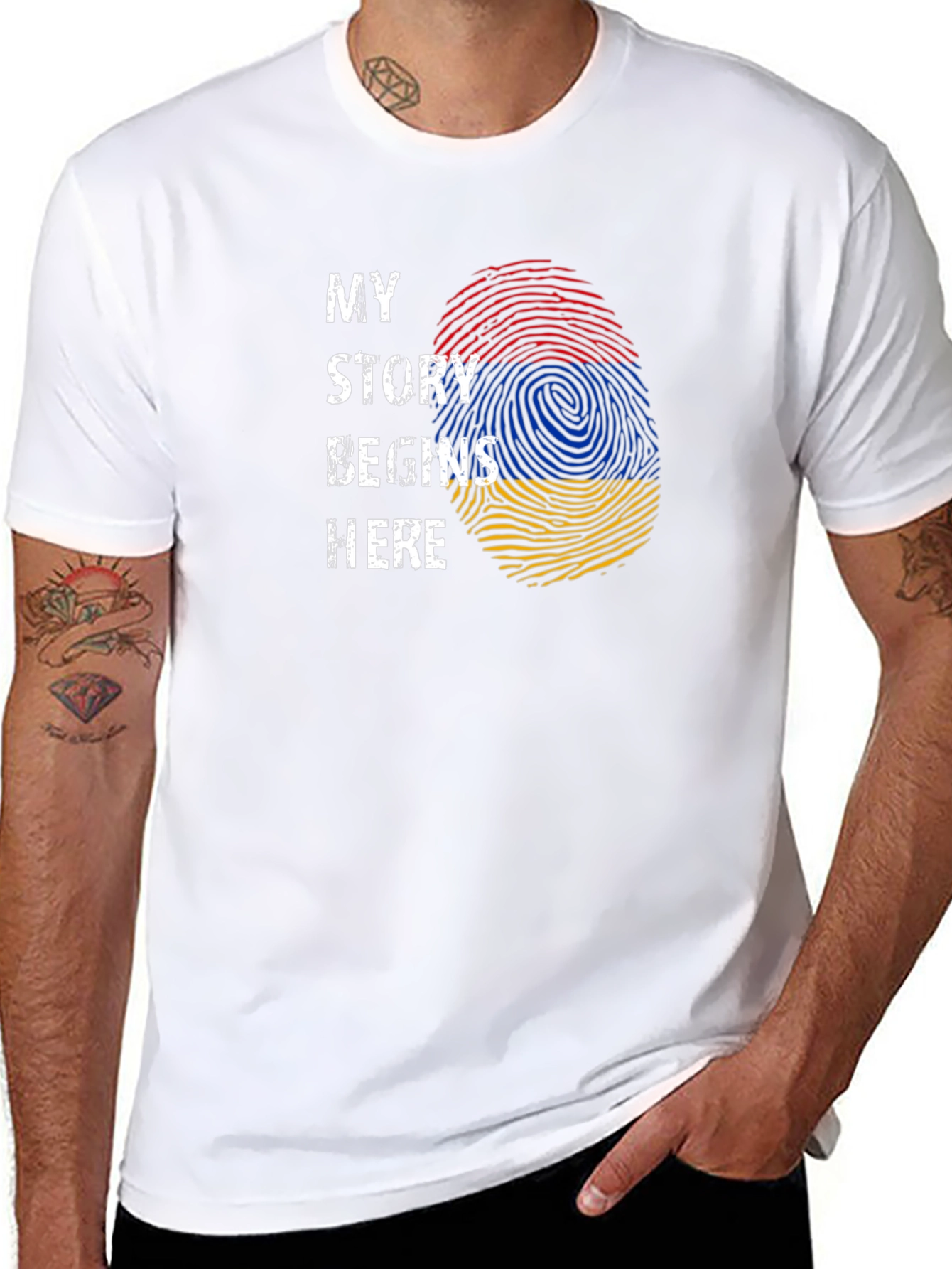 Armenia Flag Fingerprint My Story Begins Here T-Shirt