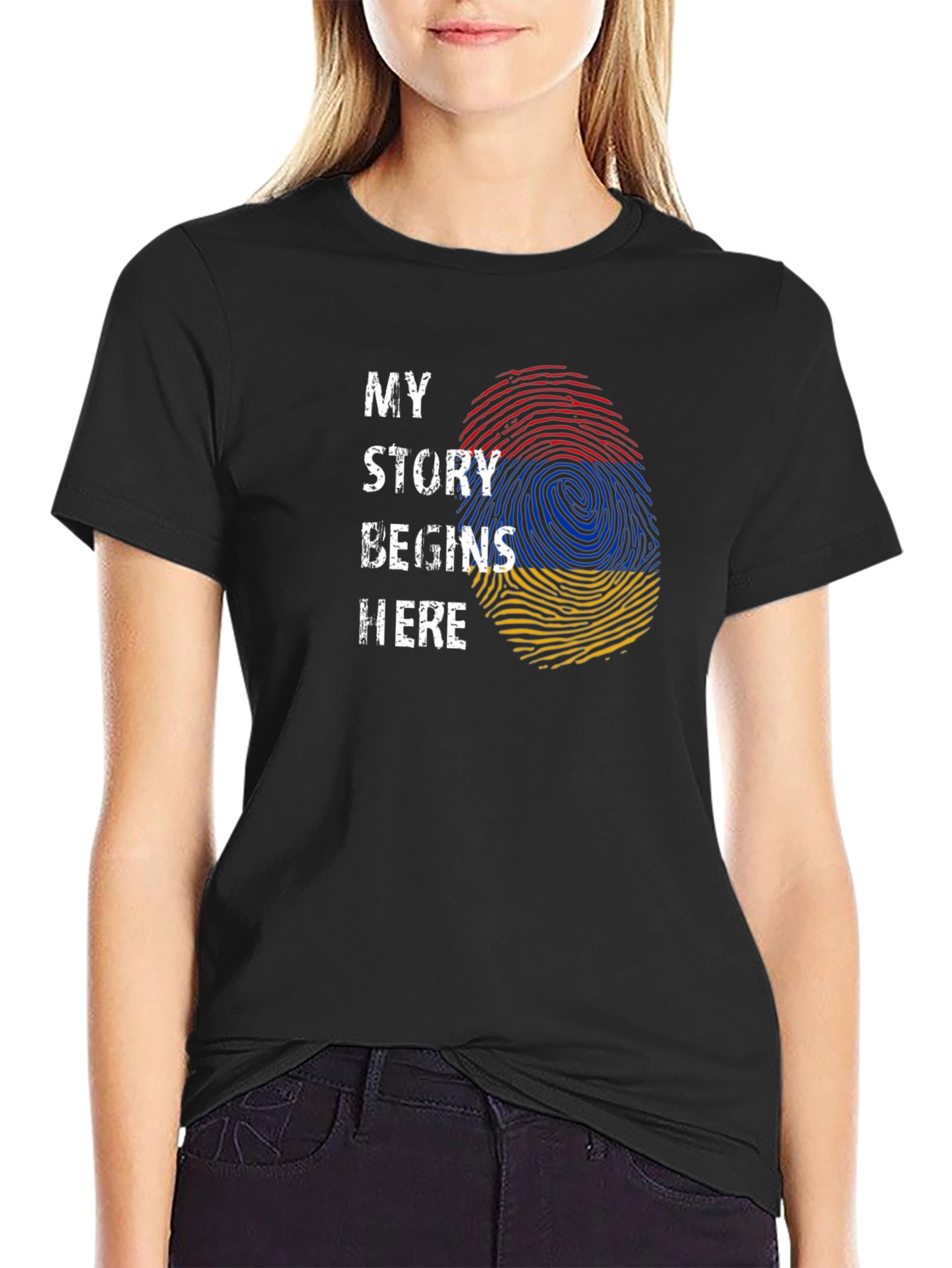 Armenia Flag Fingerprint My Story Begins Here T-Shirt
