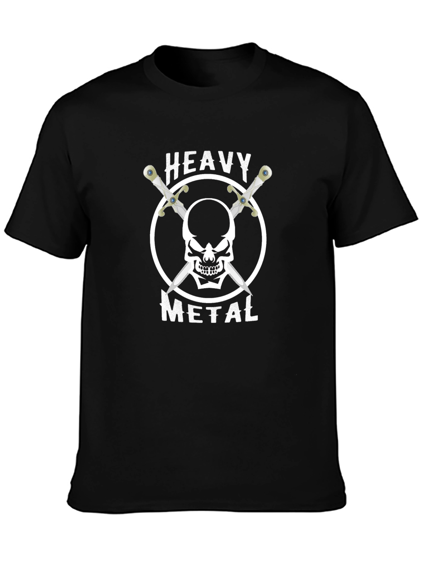 Heavy Metal Skull & Swords Graphic T-Shirt