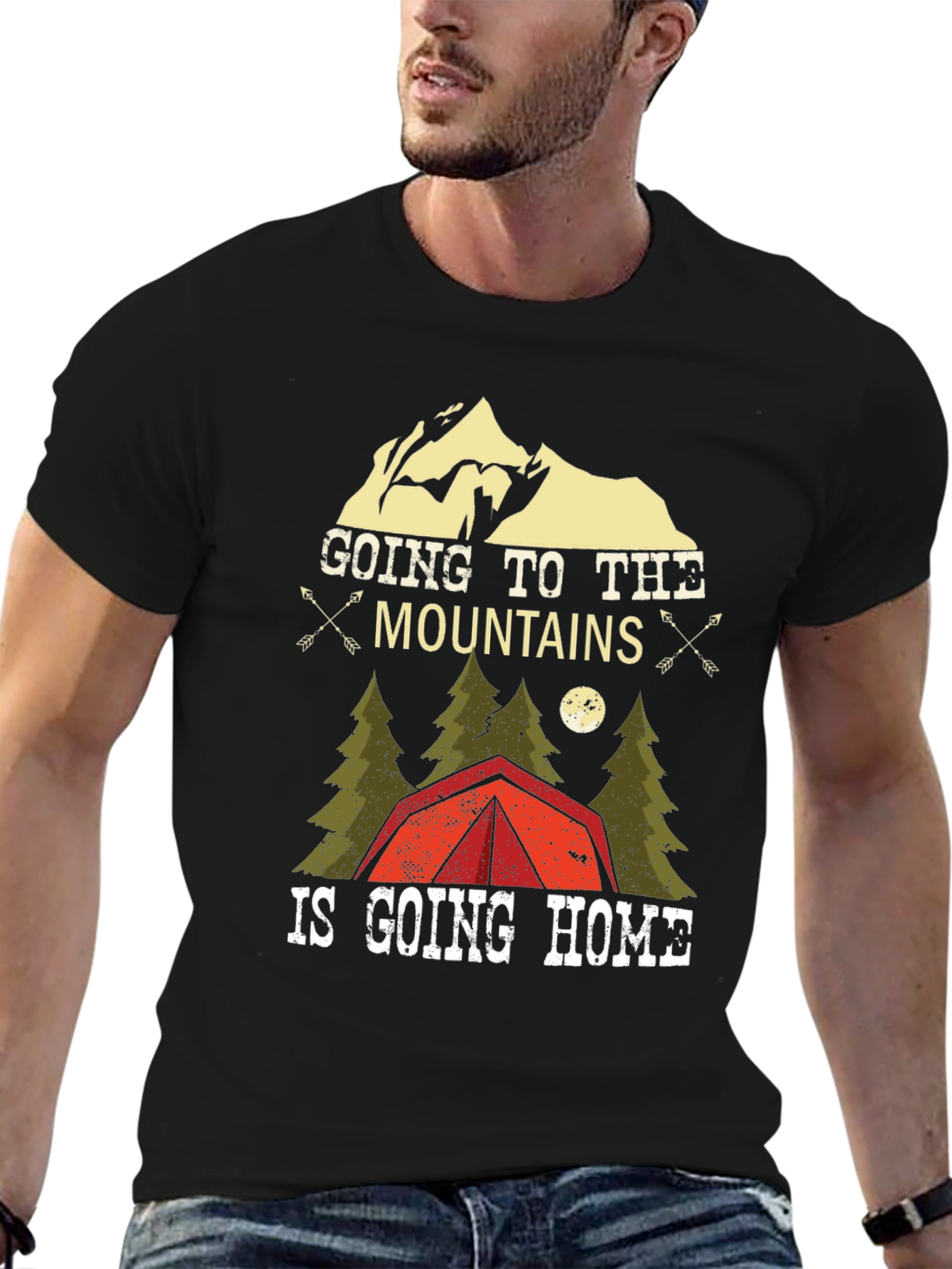 Mountains are Home Black Graphic T-Shirt