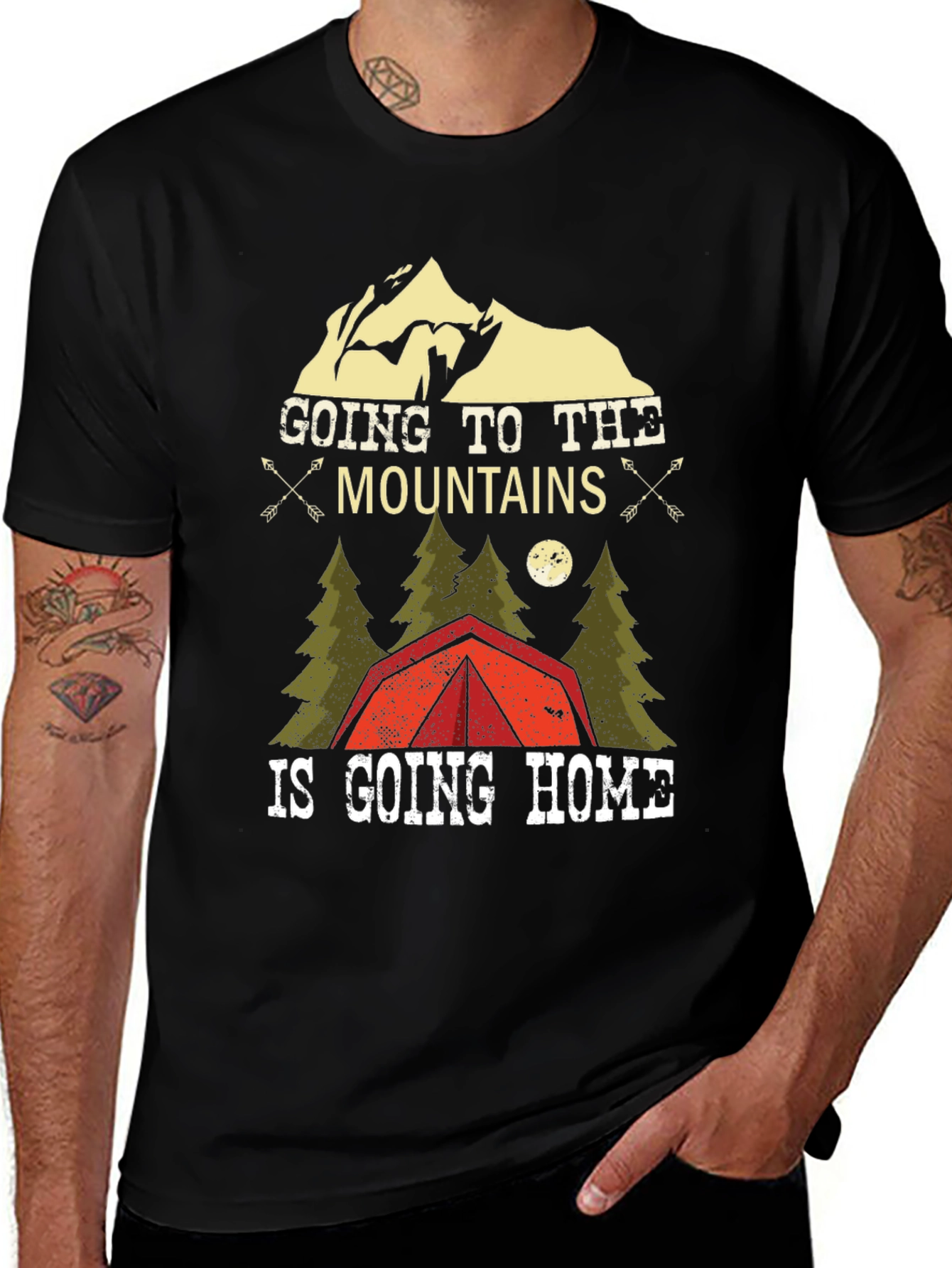 Mountains are Home Black Graphic T-Shirt