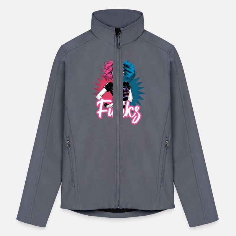 Funky girl with pink and blue hair retro style