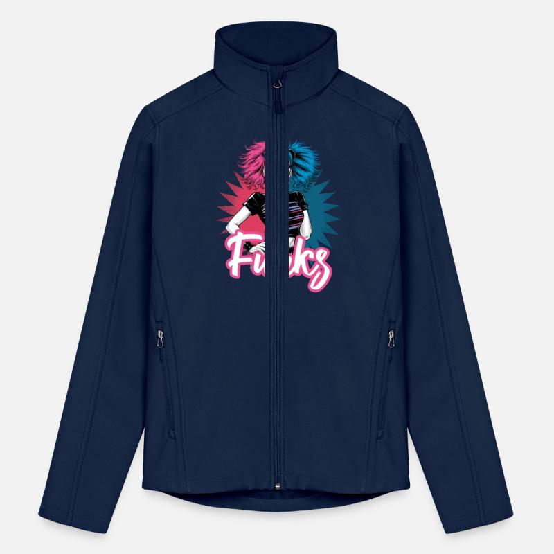 Funky girl with pink and blue hair retro style