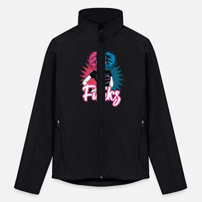 Funky girl with pink and blue hair retro style