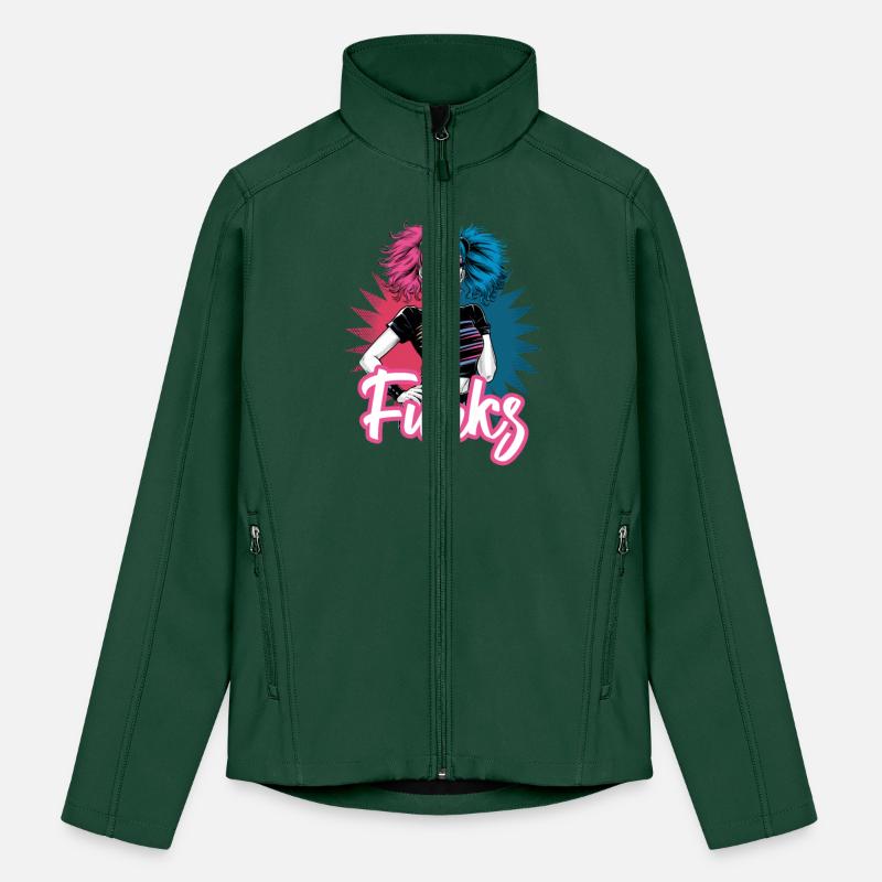 Funky girl with pink and blue hair retro style