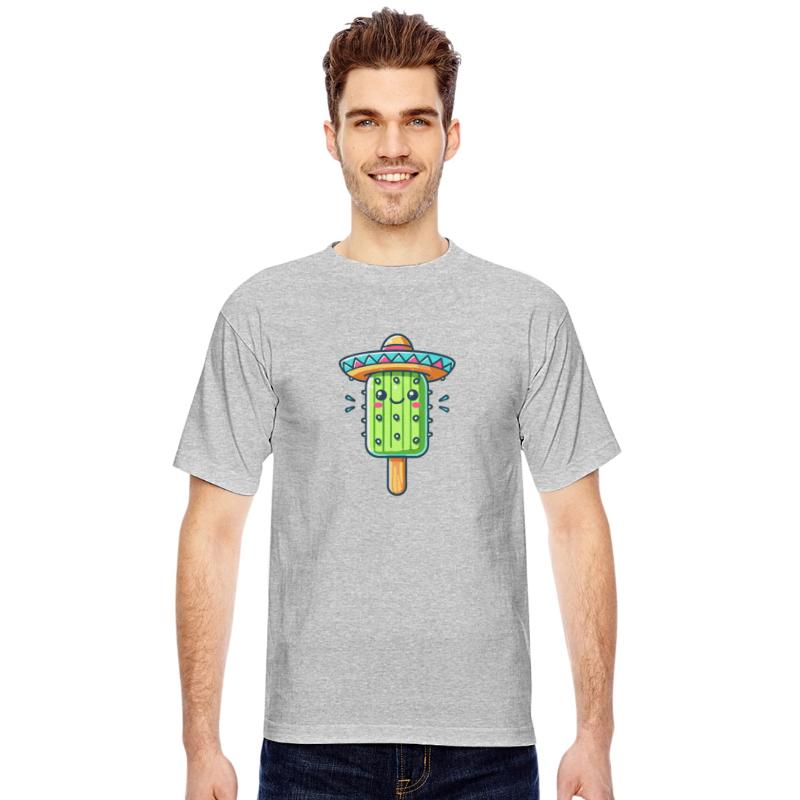 funny cactus ice cream motif with colorful sombrer