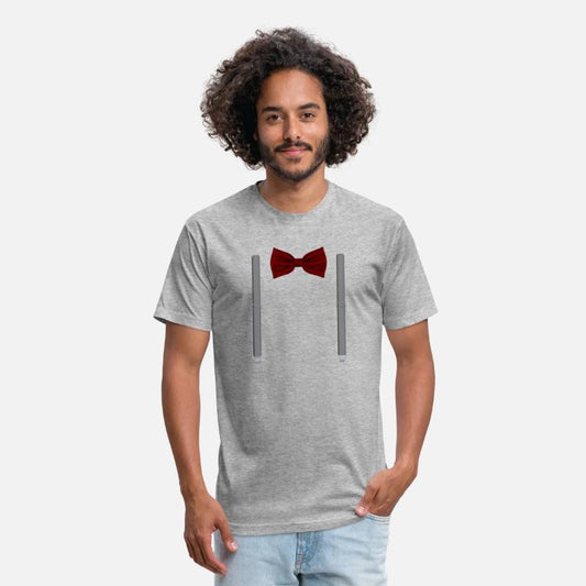 Funny Red Bow Tie with Gray Suspenders Perfect