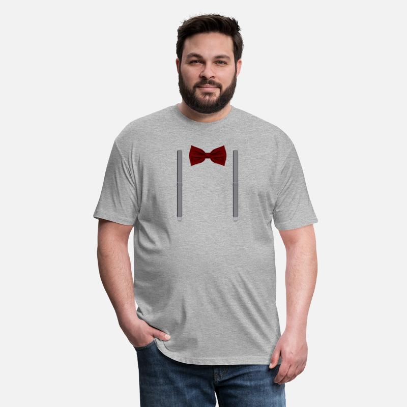 Funny Red Bow Tie with Gray Suspenders Perfect